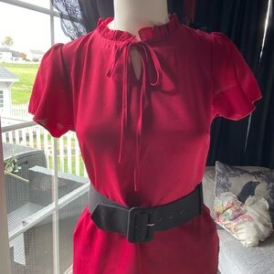 Red Ruffled Blouse